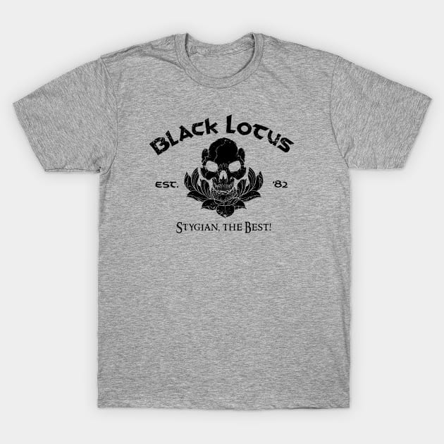 Black Lotus (Black) T-Shirt by Miskatonic Designs